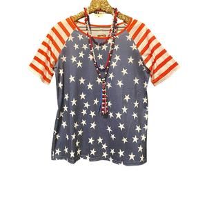 NEW RUNWAY MAMA stars and strips tee in red/white/blue